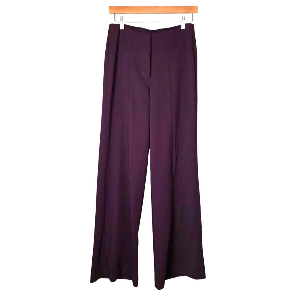 Express | High Rise Wide Leg Eggplant Purple Center Press Trouser Pants
